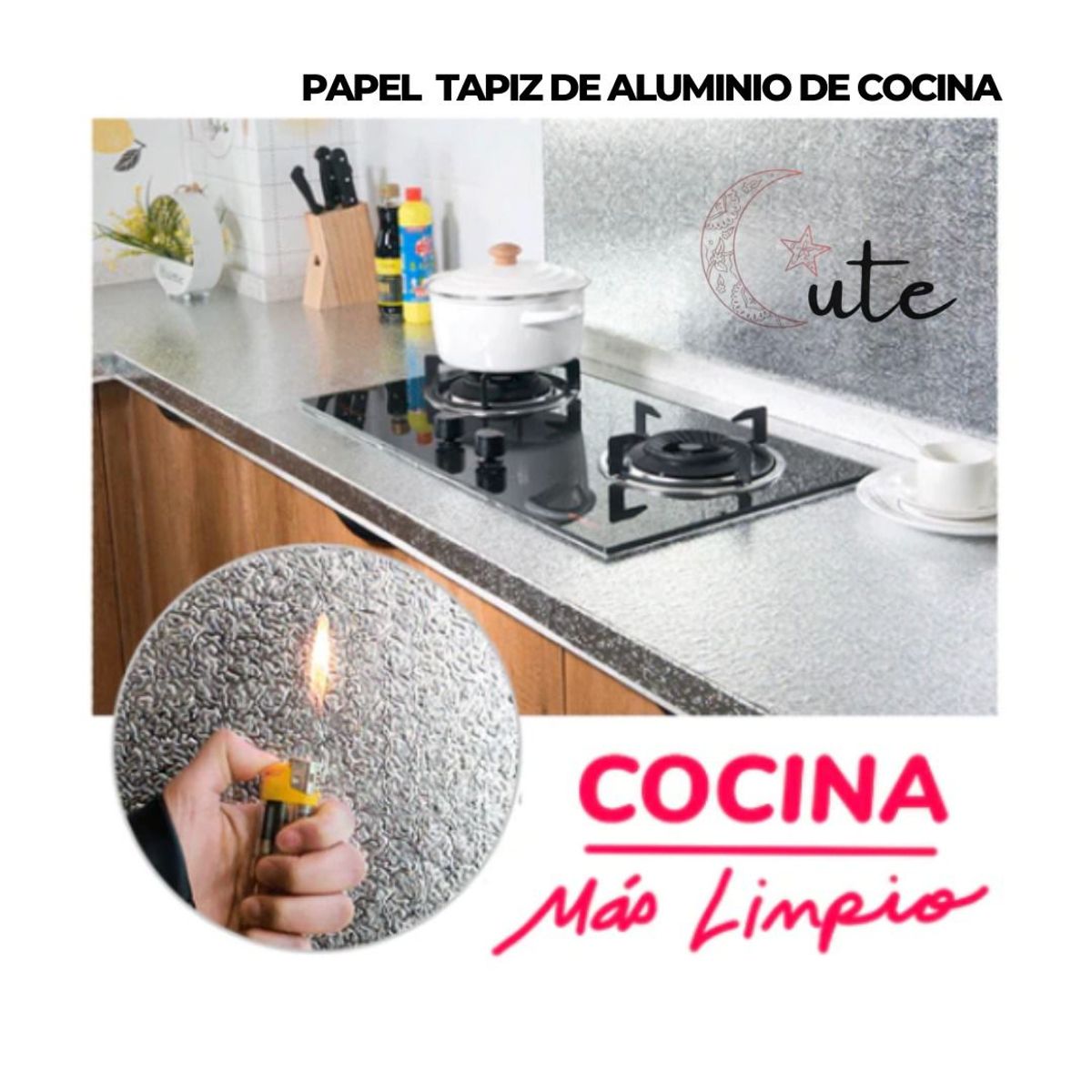 GENERICO - PAPEL TAPIZ DE ALUMINIO PARA COCINA