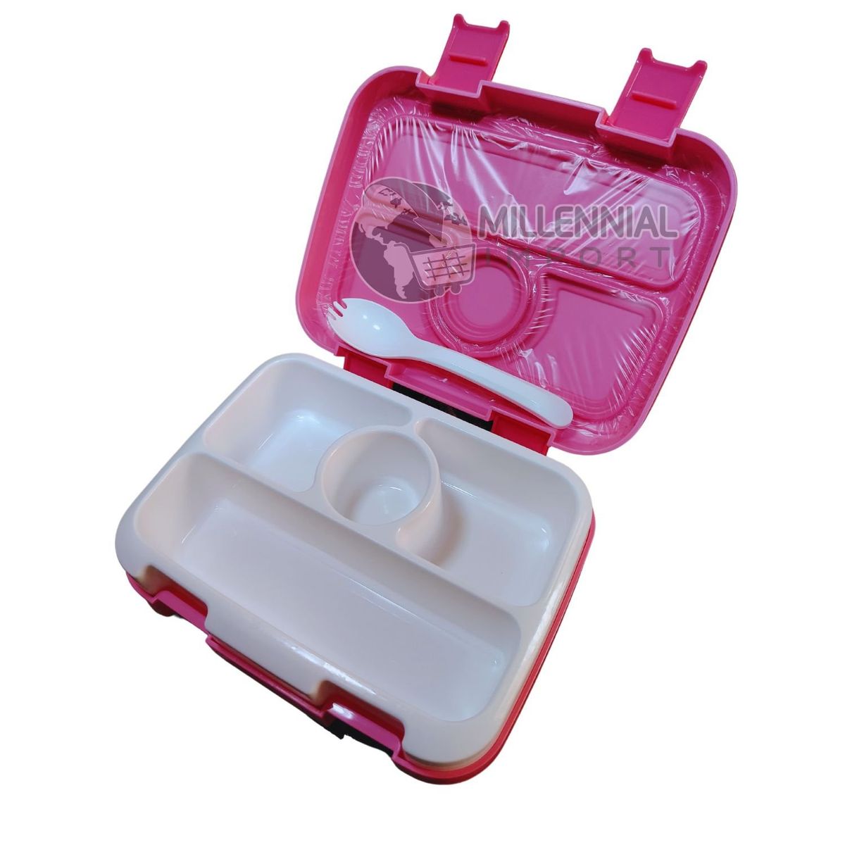 GENERICO - Lonchera para Niñas Tipo Bento Box de 4 Divisiones Incluye cubierto