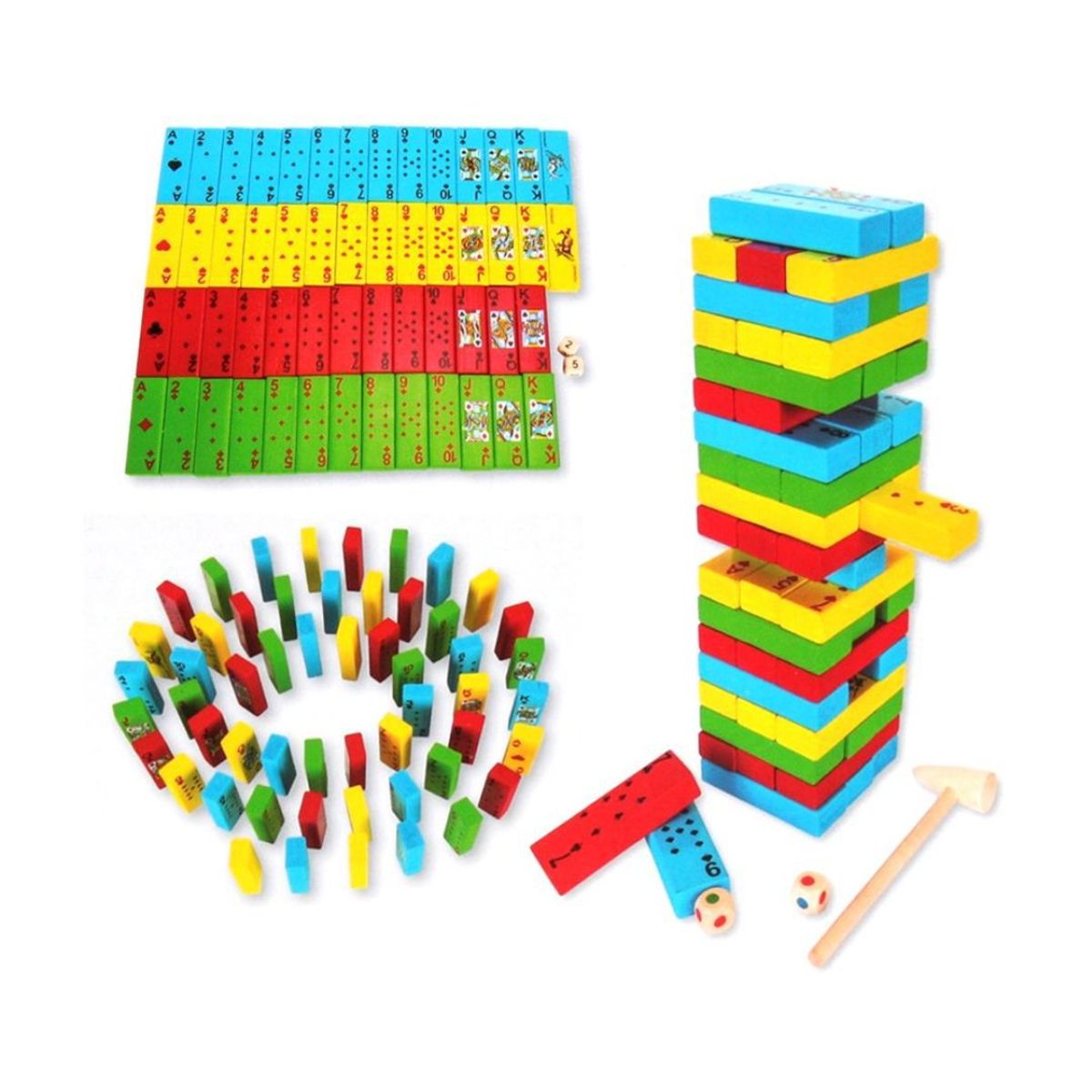 GENERICO - Juego Jenga Poker Dominó Educativo De Madera