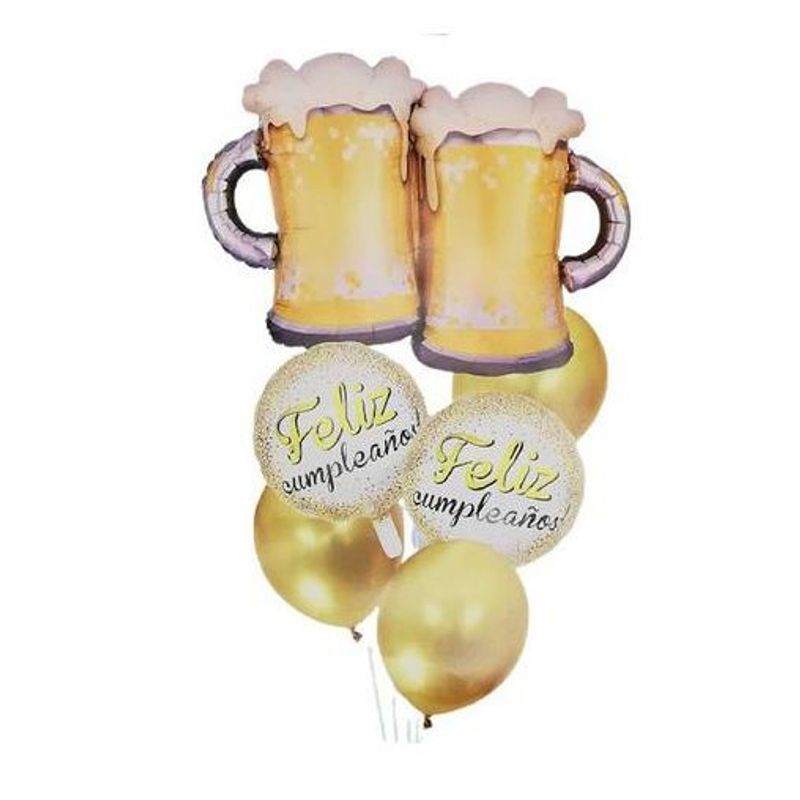 GENERICO - Set x 6 globos para hombre feliz cumpleaños cervezas