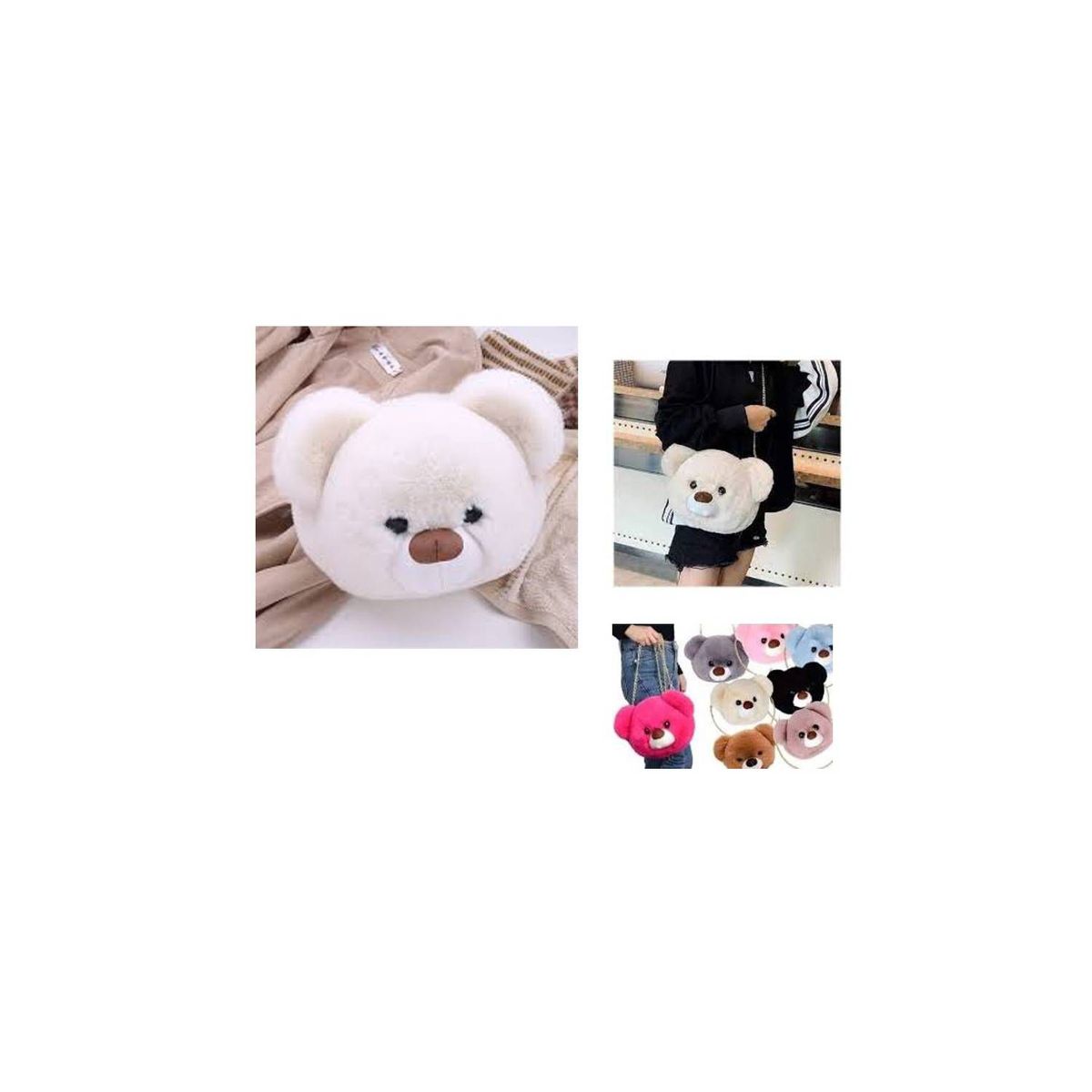 GENERICO - Bolso Cartera Cruzada Cadena Cabeza Oso de Peluche kawaii