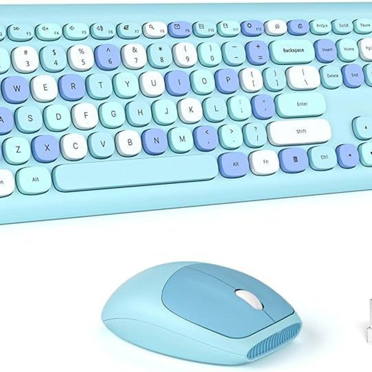IMPORTADO MC - TECLADO Y MOUSE MOFII KIT INALAMBRICO CELESTE ACERO Y BLANCO 2