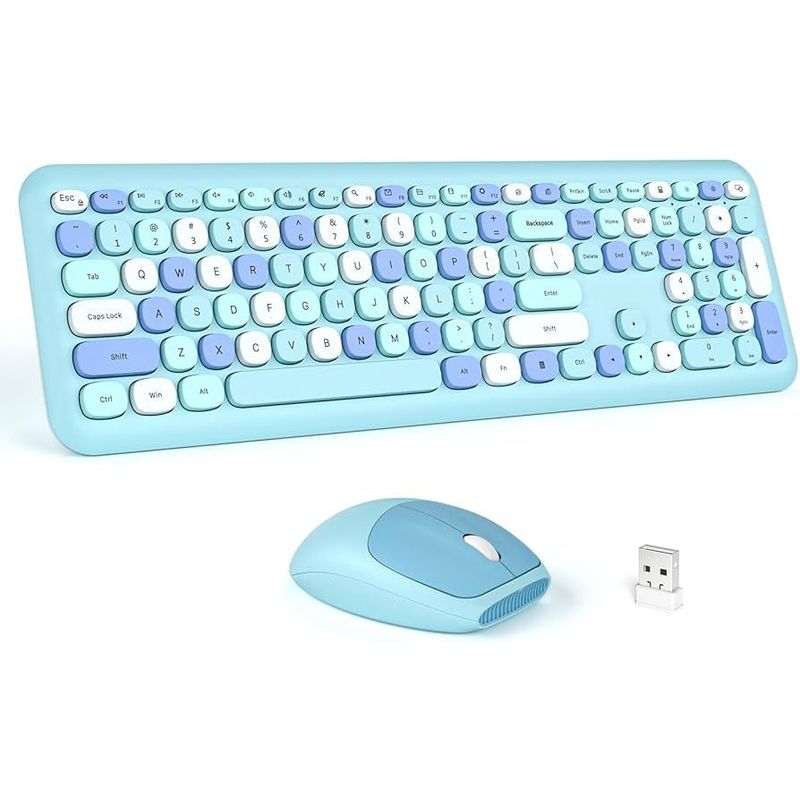 IMPORTADO MC - TECLADO Y MOUSE MOFII KIT INALAMBRICO CELESTE ACERO Y BLANCO 2