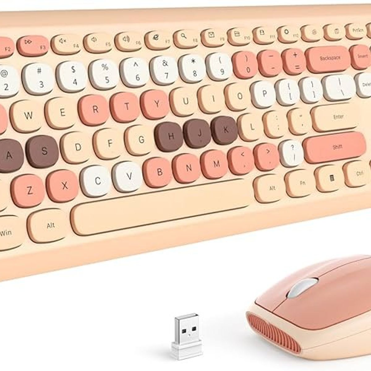 GENERICO - TECLADO Y MOUSE MOFII KIT INALAMBRICO PINK  BEIGE Y ROSADO