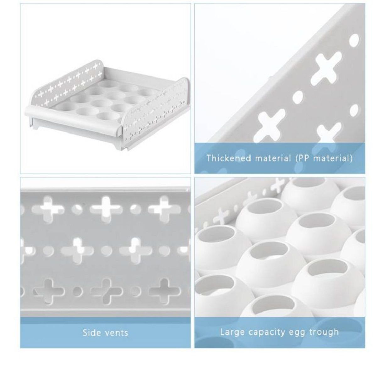 GENERICO - Bandeja Porta Huevos de 2 Niveles Apilable Capacidad 40 Huevos Gris