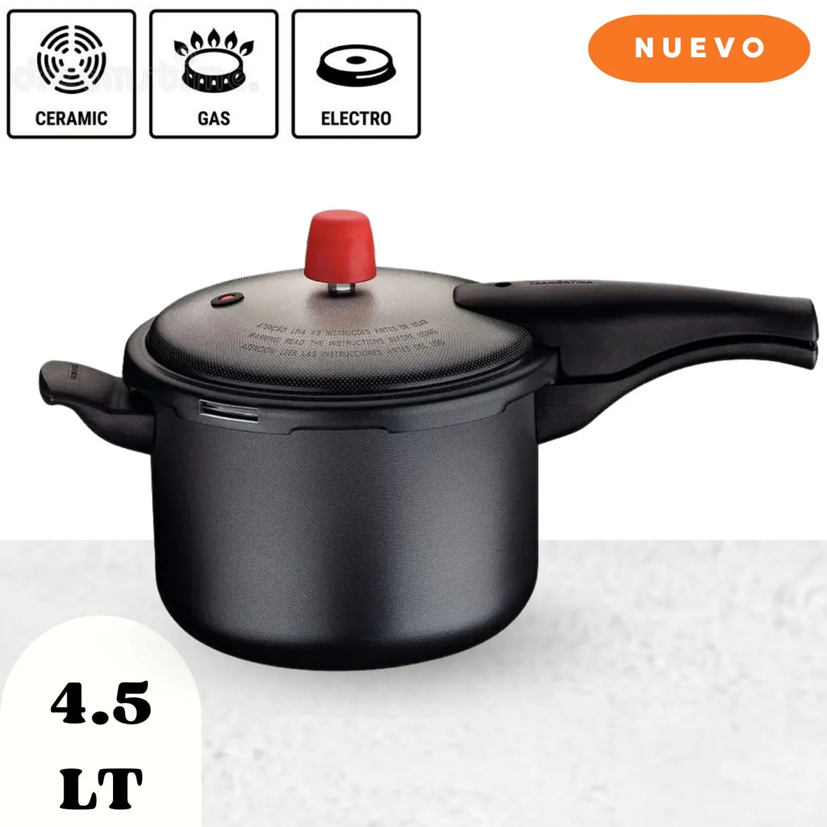 TRAMONTINA - Olla a presión Vancouver Negro 4.5 lt
