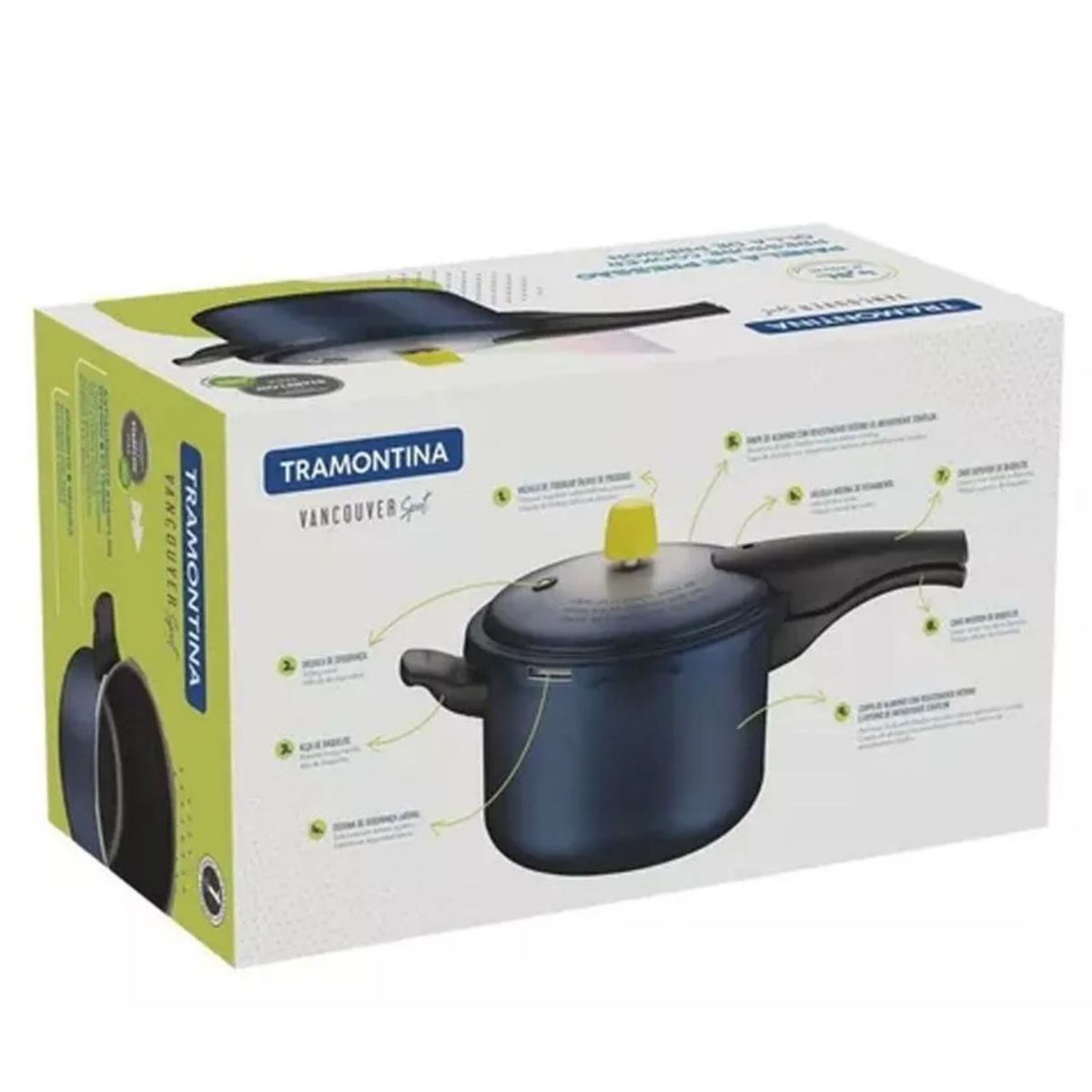 TRAMONTINA - Olla a presión Vancouver Azul 4.5 lt