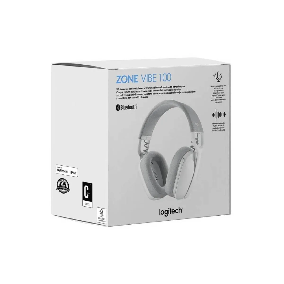 LOGITECH - AUDIFONO LOGITECH ZONE VIBE 100 ( 981-001218 ) BLUETOOTH BLANCO
