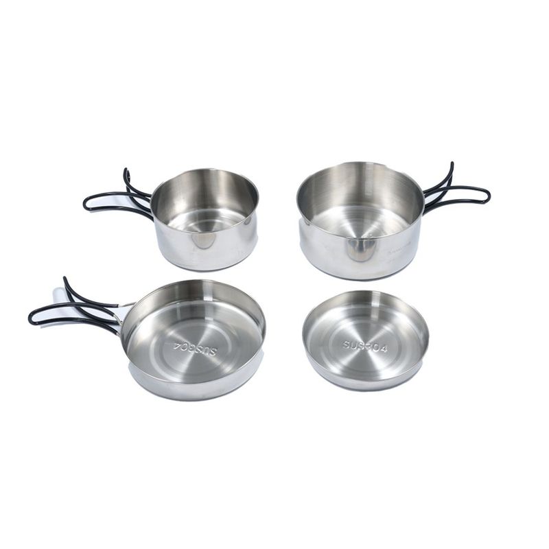 TERRA FORCE - Set Ollas Acero Inoxidable Camping 3 Piezas