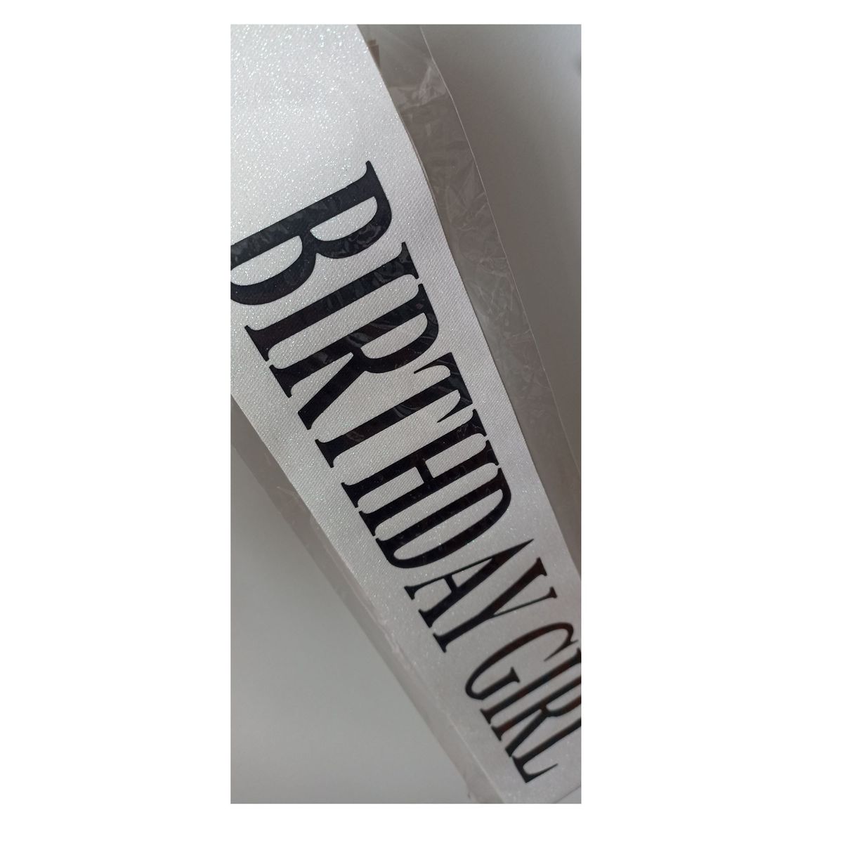 GENERICO - Banda cumpleaños escarchada Birthday Girl ivory y negro