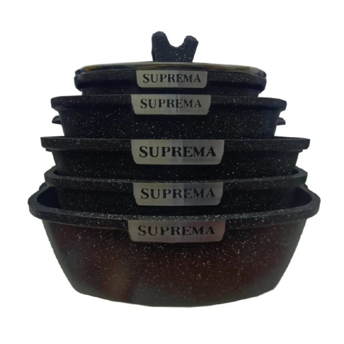 GENERICO - Juego de Ollas Suprema Roca Volcánica 10Pza - negro