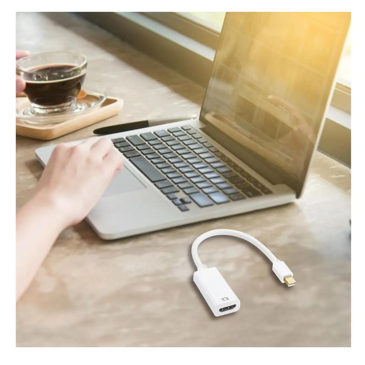 GENERICO - CABLE ADAPTADOR CONVERTIDOR MINI DISPLAYPORT DP A HDMI BLANCO