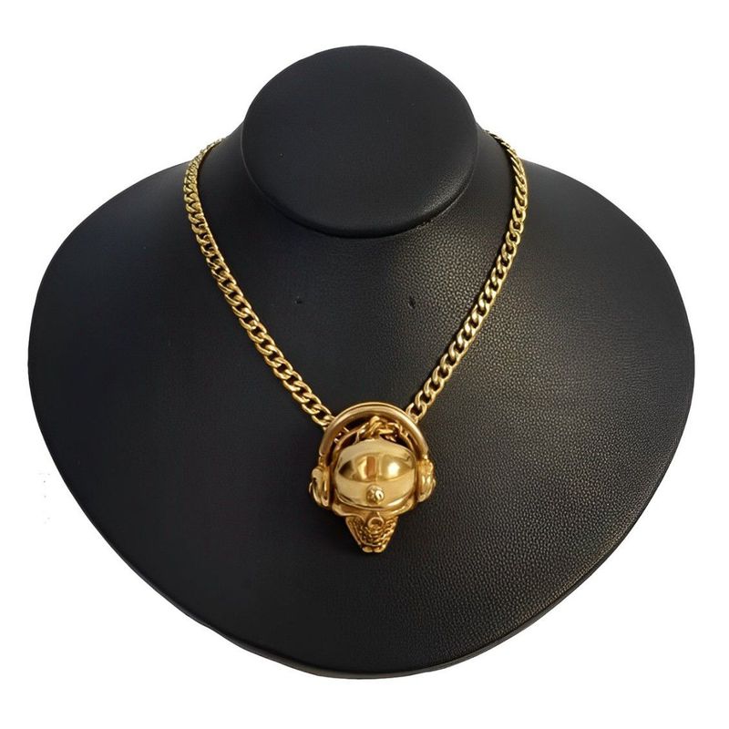 GENERICO - Collar Calavera Hip Hop Joya Acero Dorado Quirúrgico