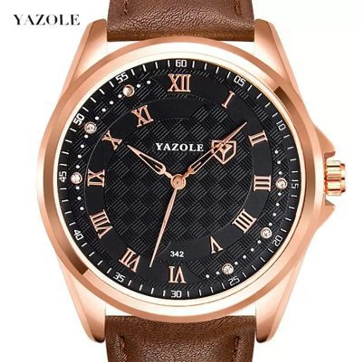 YAZOLE - Reloj Hombre Correa de Cuero Yazole 342 Reloj Análogo Marrón
