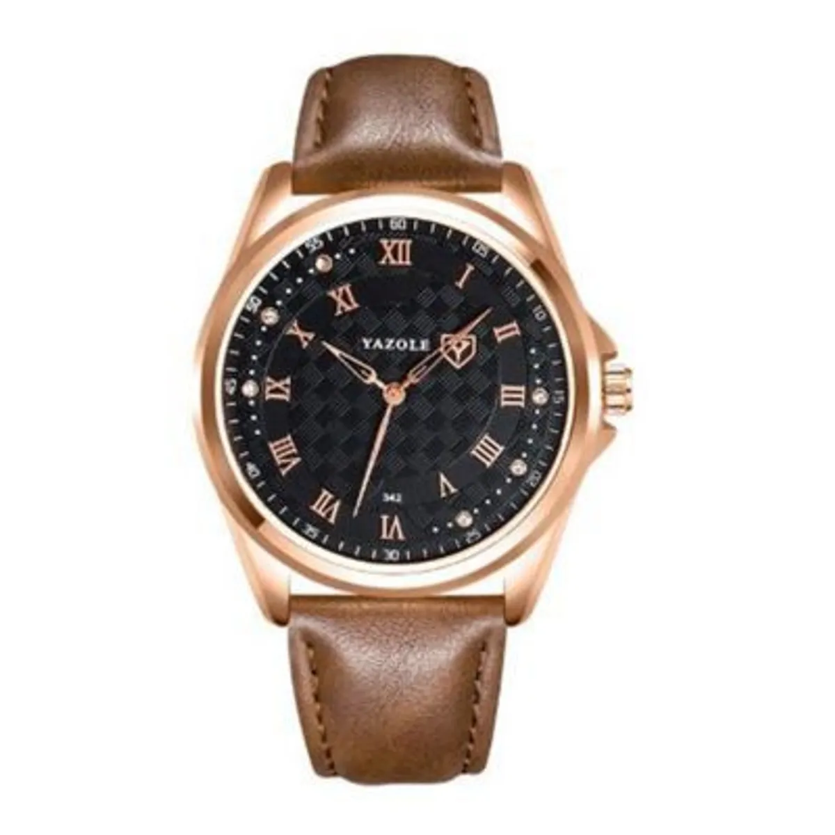 YAZOLE - Reloj Hombre Correa de Cuero Yazole 342 Reloj Análogo Marrón