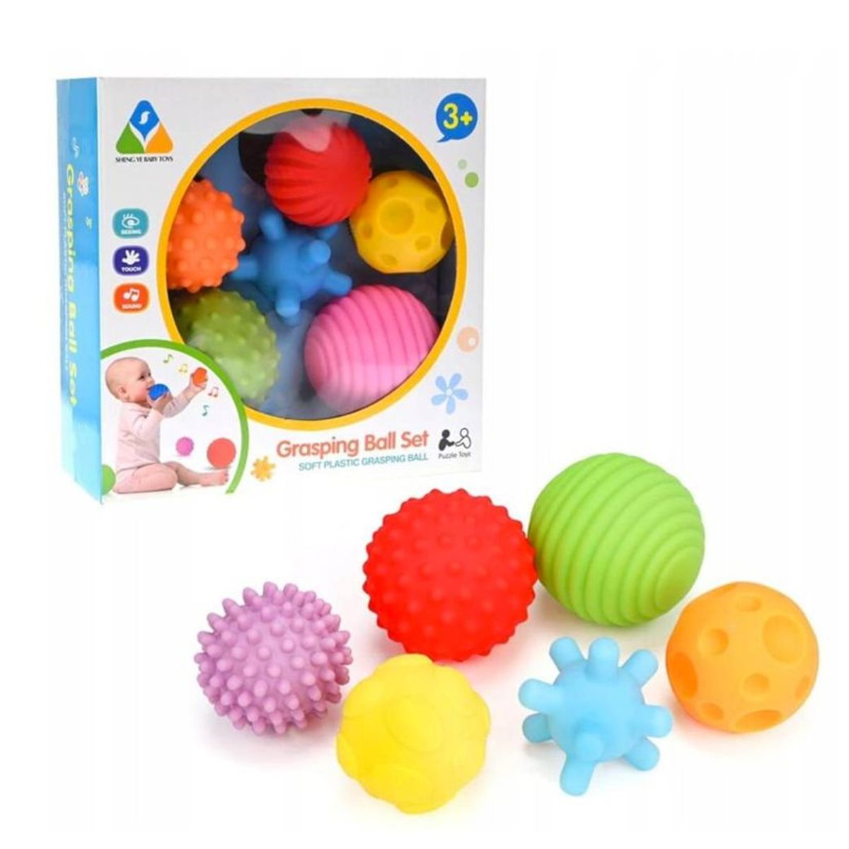 GENERICO - Set 6 Pelotas Sensoriales Didácticas Para Bebé Con Texturas