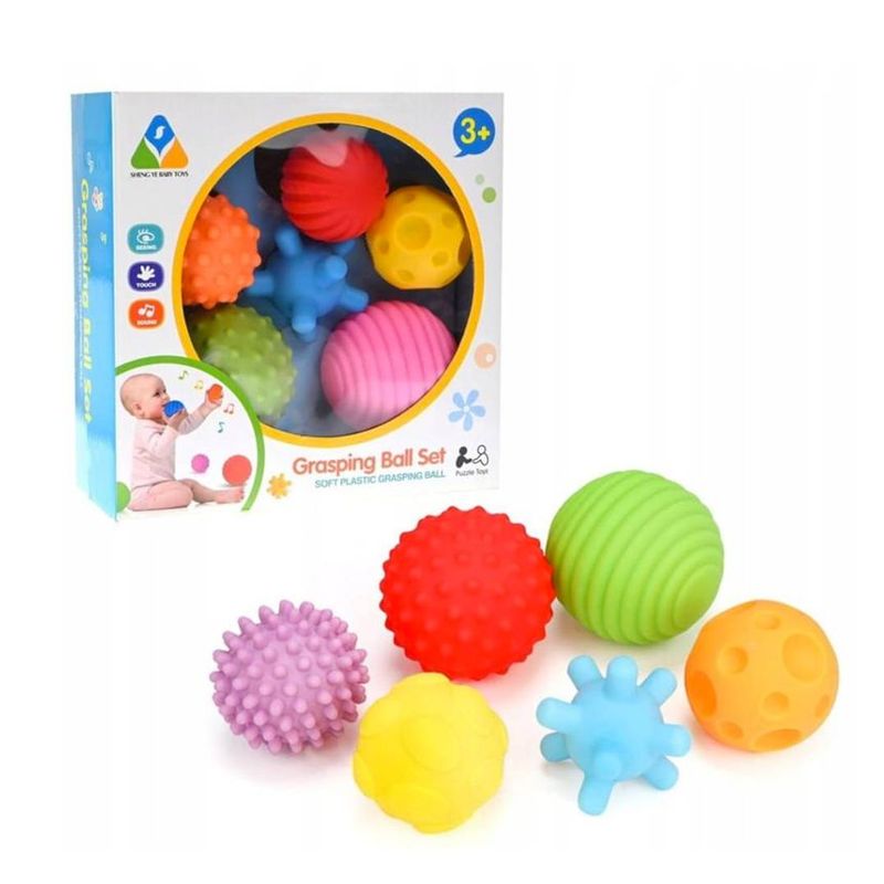 GENERICO - Set 6 Pelotas Sensoriales Didácticas Para Bebé Con Texturas