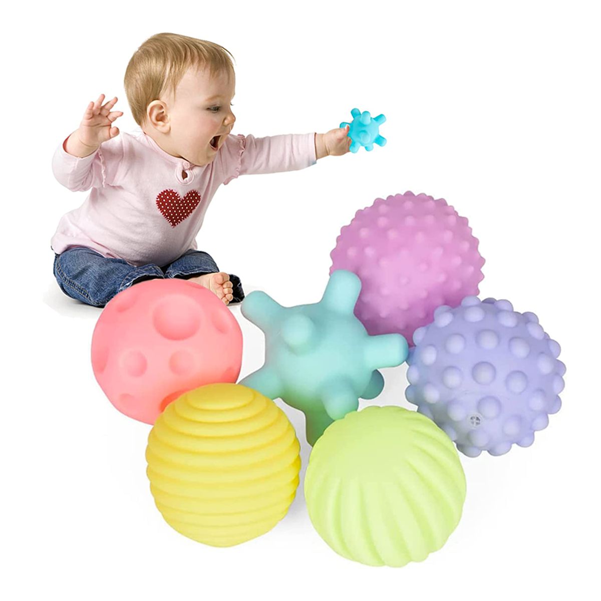 GENERICO - Set 6 Pelotas Sensoriales Didácticas Para Bebé Con Texturas
