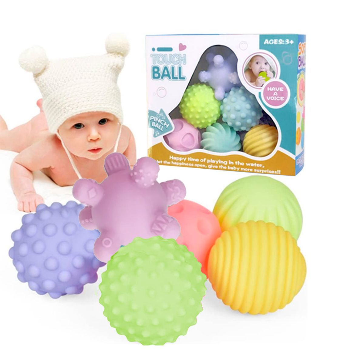 GENERICO - Set 6 Pelotas Sensoriales Didácticas Para Bebé Con Texturas