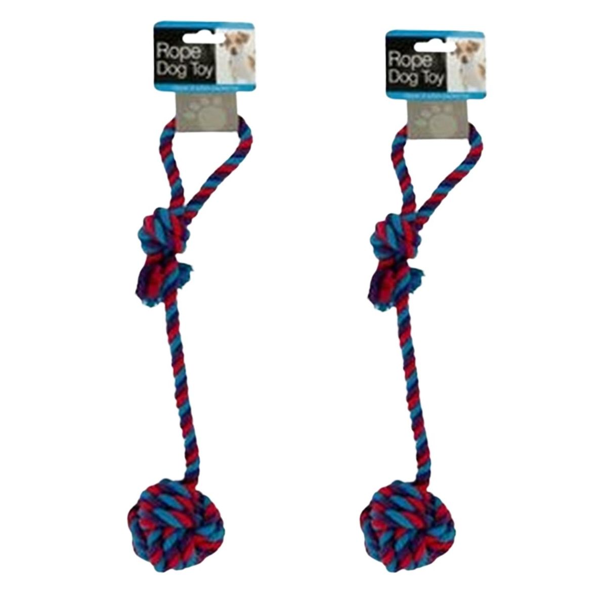 GENERICO - Packx2 Juguete de cuerda para perro con bola anudada - azul