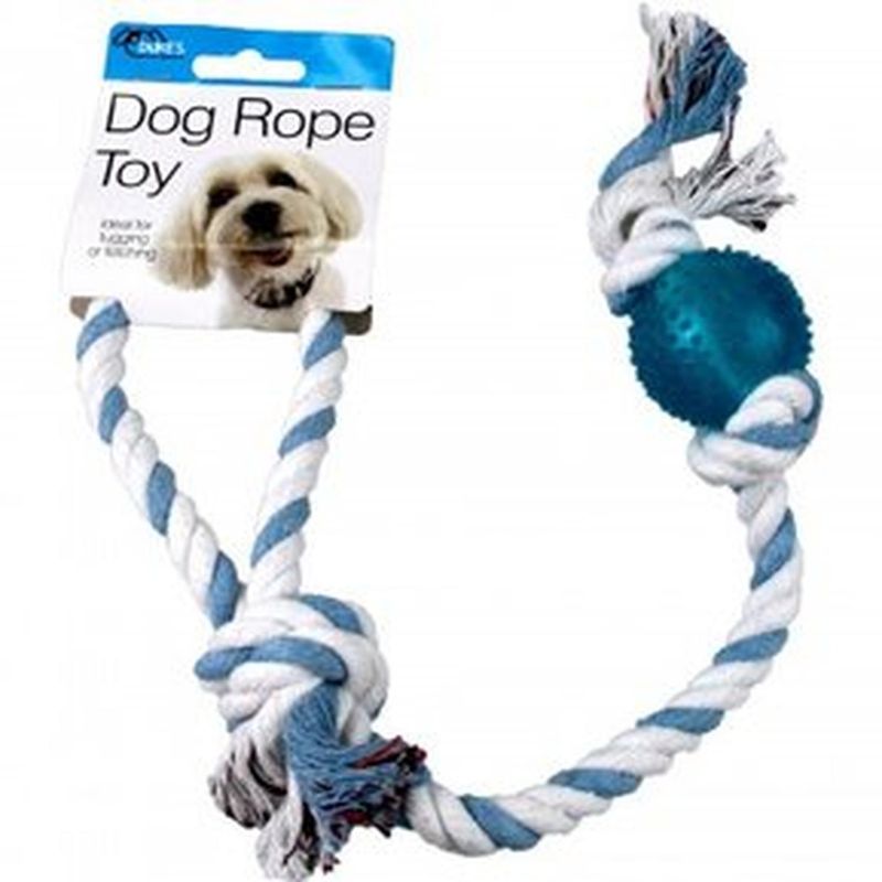 GENERICO - Juguete de cuerda de perro con bola de plástico - Soga azul