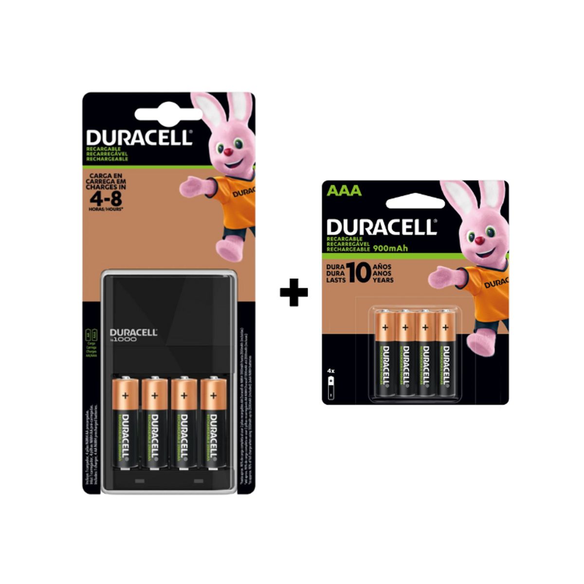 DURACELL - Kit Pilas Duracell Recargables 2500 mAh +Cargador + 4 pilas AAA