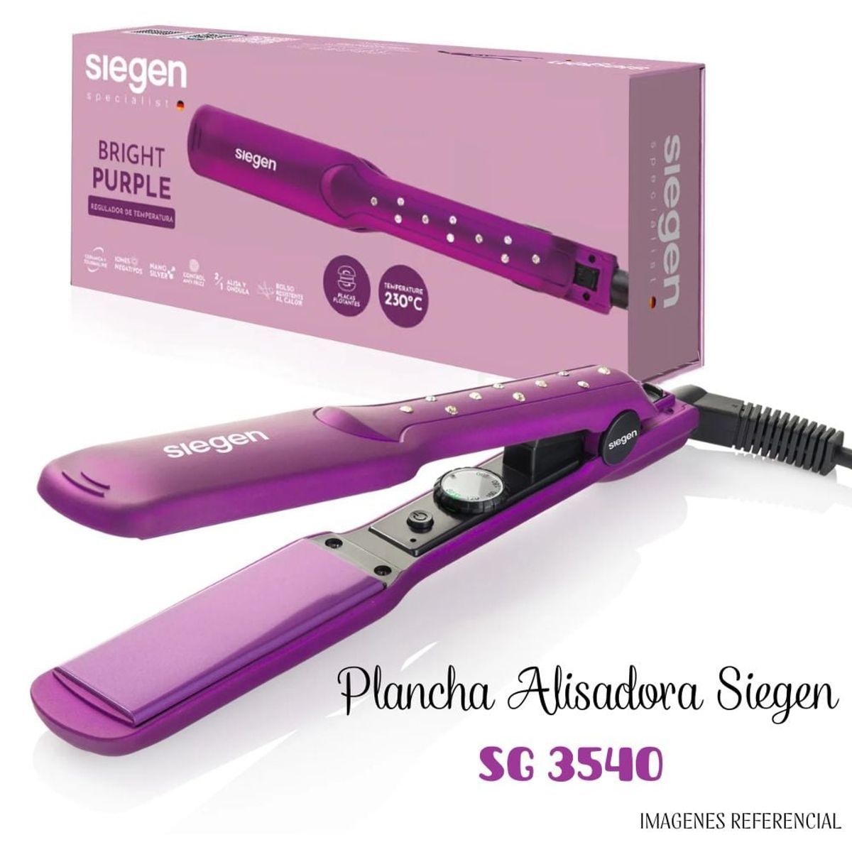 SIEGEN - Alisadora de Cabello Siegen SG-3540 Bright Purple