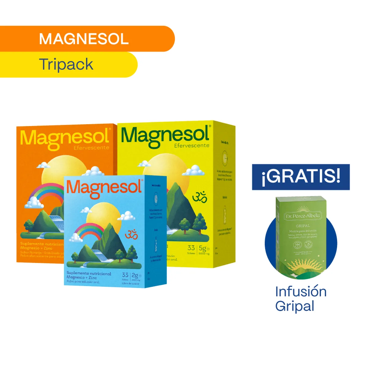 MAGNESOL - Pack 3 Cajas Magnesol Surtido - Magnesio + Zinc