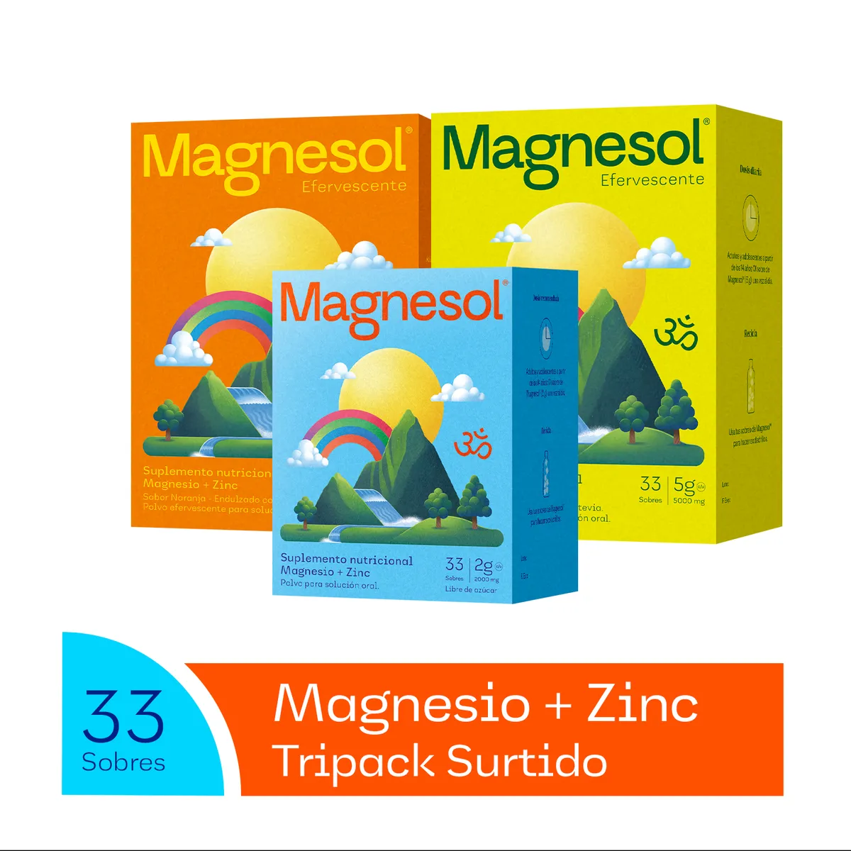MAGNESOL - Pack 3 Cajas Magnesol Surtido - Magnesio + Zinc