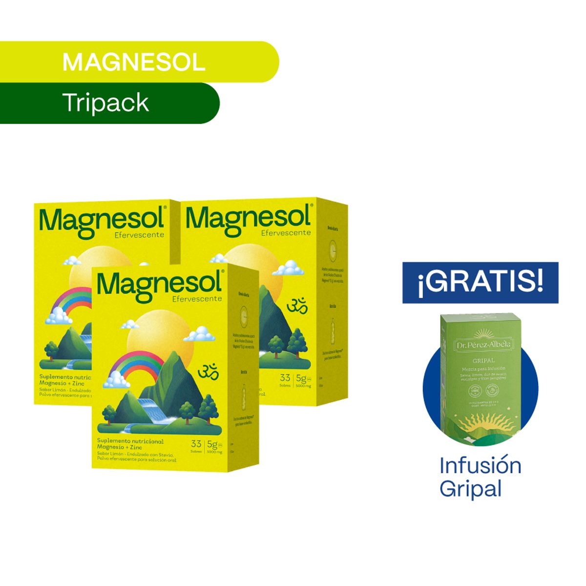 MAGNESOL - Pack 3 Cajas Magnesol Efervescente Limón - Magnesio + Zinc