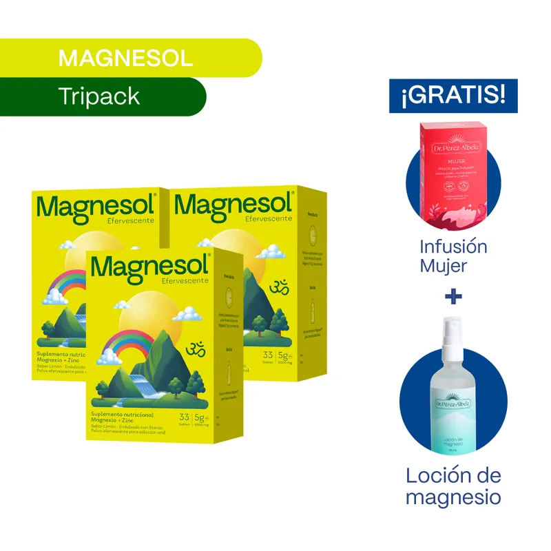MAGNESOL - Pack 3 Cajas Magnesol Efervescente Limón - Magnesio + Zinc
