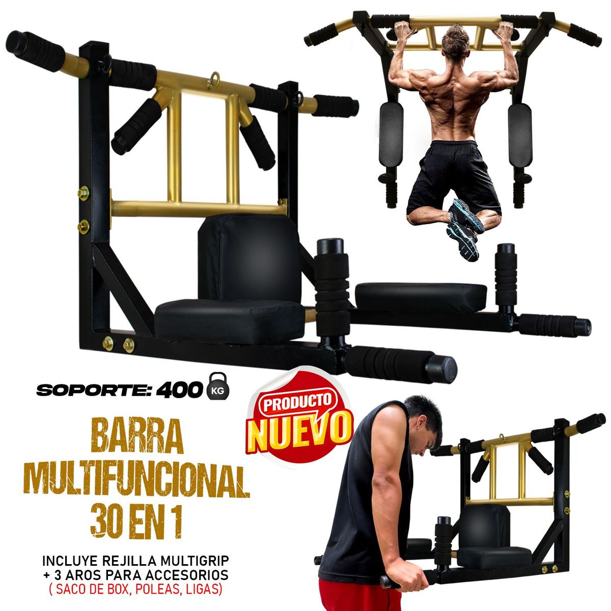 HOLGU - Barra Multifuncional 30 en 1 Paralelas Multigrip Calistenia