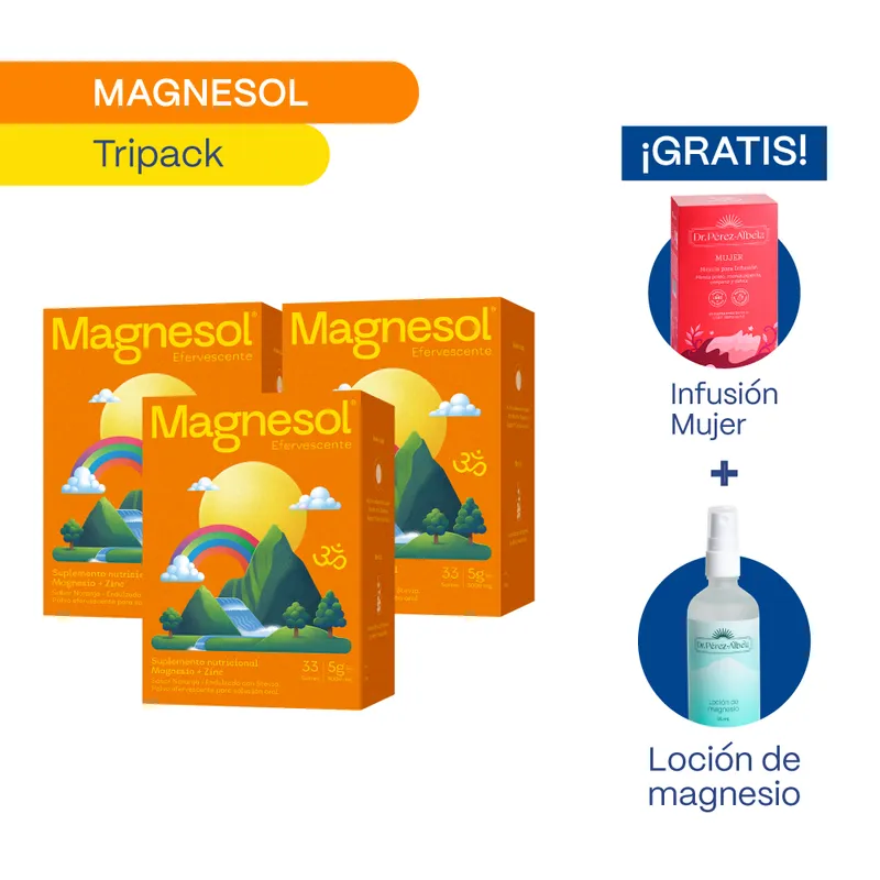 MAGNESOL - Pack 3 Cajas Magnesol Efervescente Naranja - Magnesio + Zinc