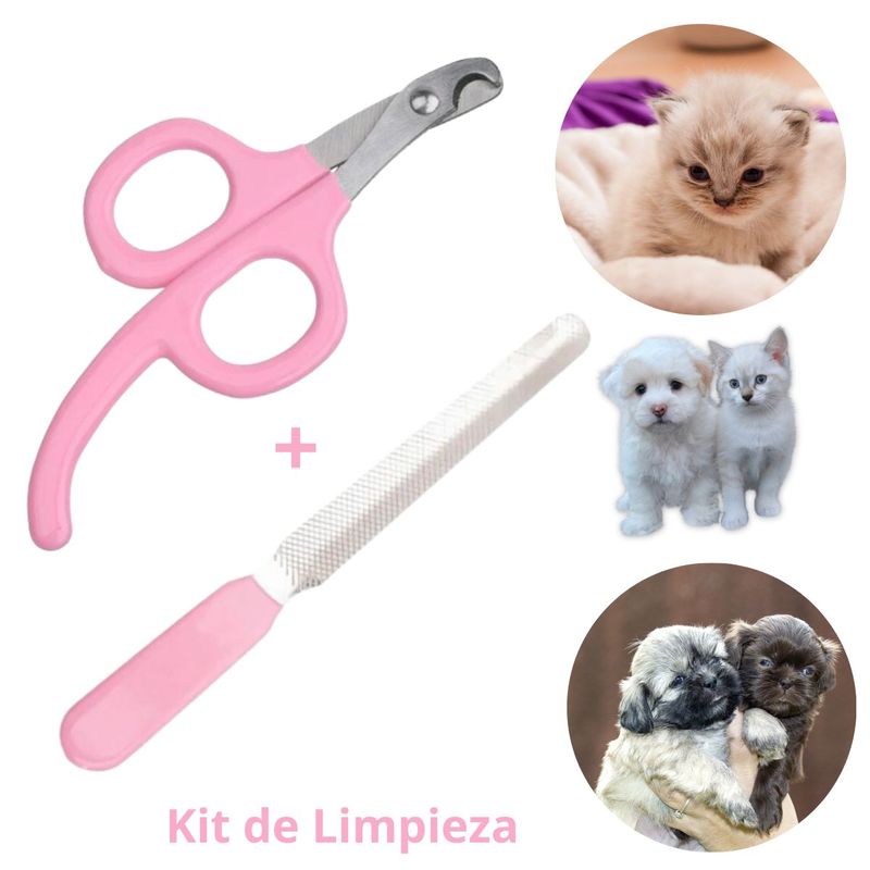 GENERICO - Cortauñas Tijera y Lima Gatos y Perros - Mascota Rosa Plano
