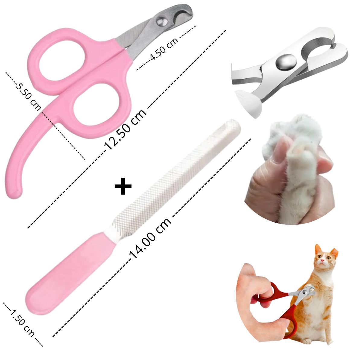 GENERICO - Cortauñas Tijera y Lima Gatos y Perros - Mascota Rosa Plano