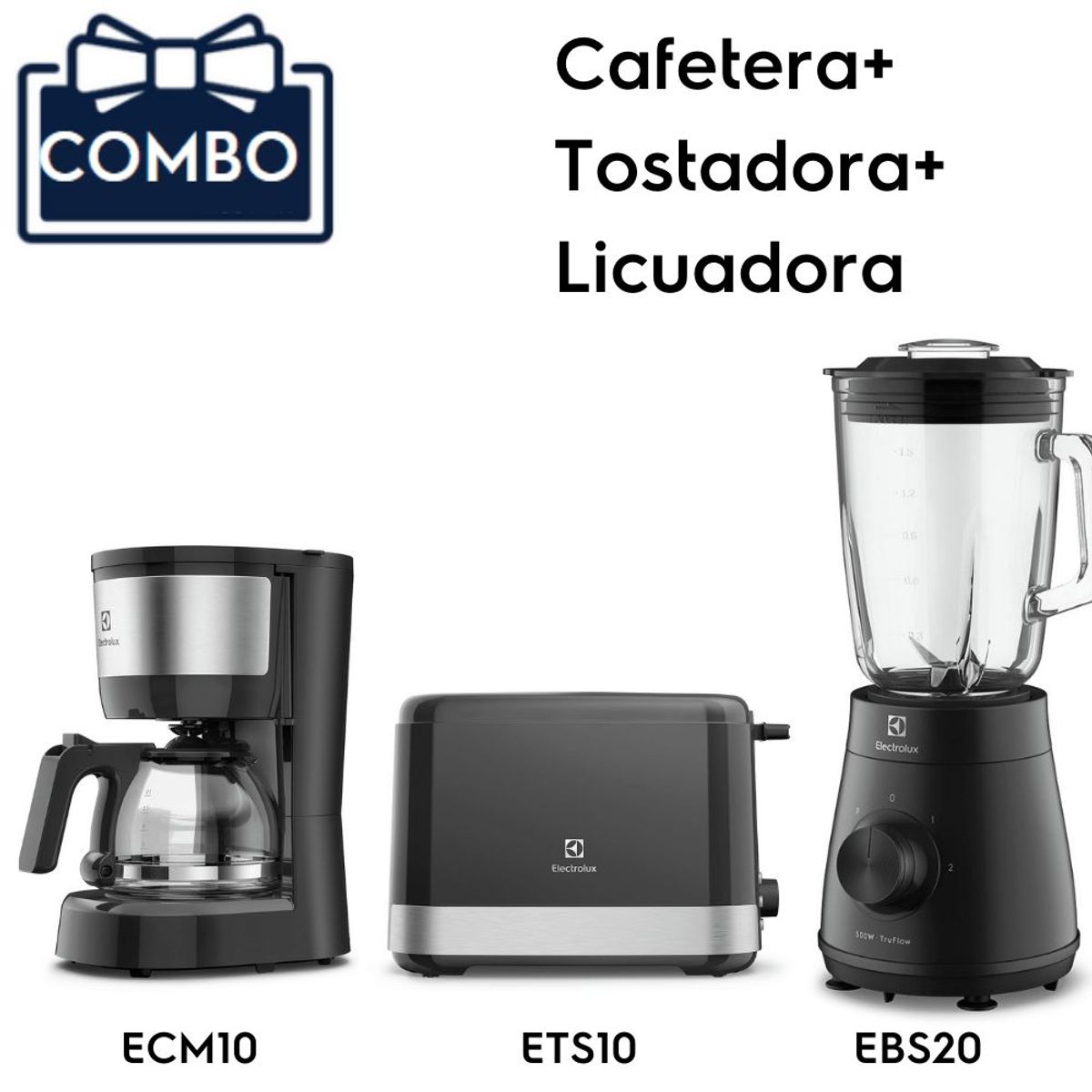 ELECTROLUX - Combo Cafetera ECM10+Tostadora ETS10+Licuadora EBS20 Electrolux