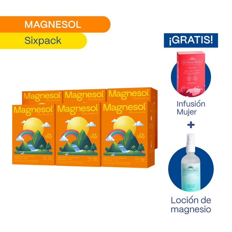 MAGNESOL - Pack 6 Cajas Magnesol Efervescente Naranja - Magnesio + Zinc
