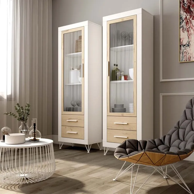 TU MESITA - Vitrina Moderna Stella 1 puerta 2 cajones TU MESITA