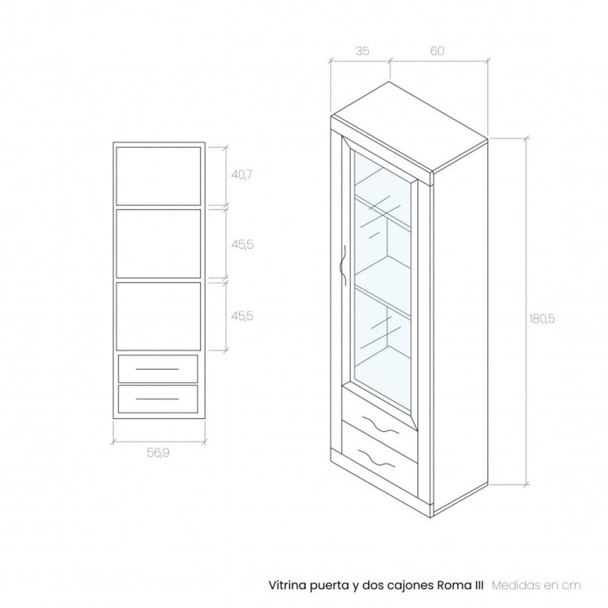 TU MESITA - Vitrina Moderna Stella 1 puerta 2 cajones TU MESITA