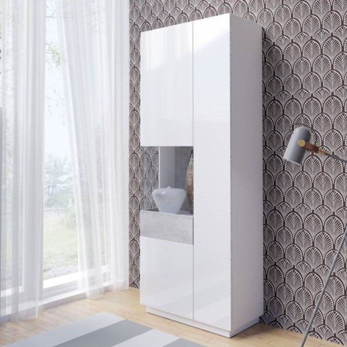 TU MESITA - Vitrina Alta Silke color Blancogris 2 puertas TU MESITA