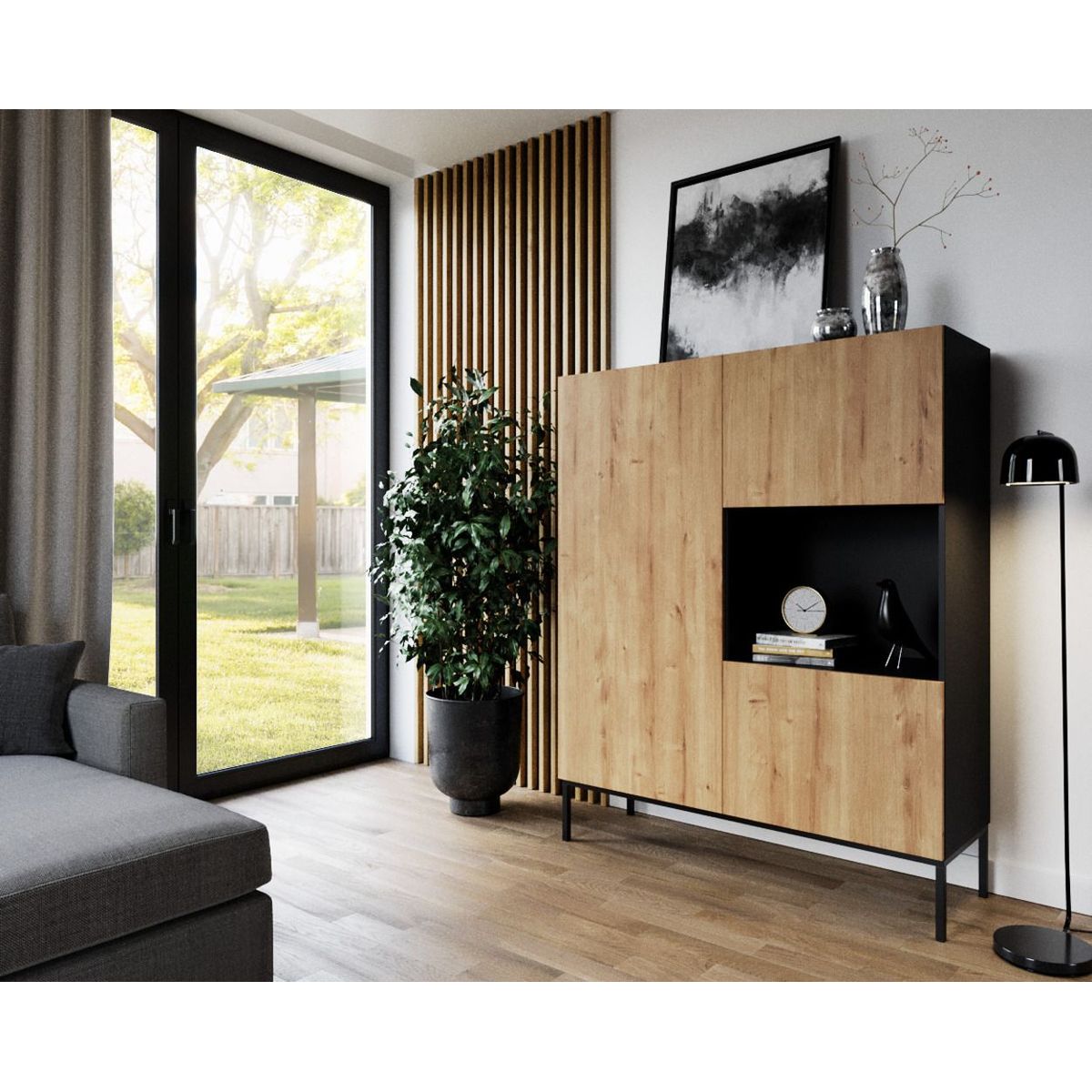 TU MESITA - Aparador Moderno con Luz Esteban color DunaNegro TU MESITA