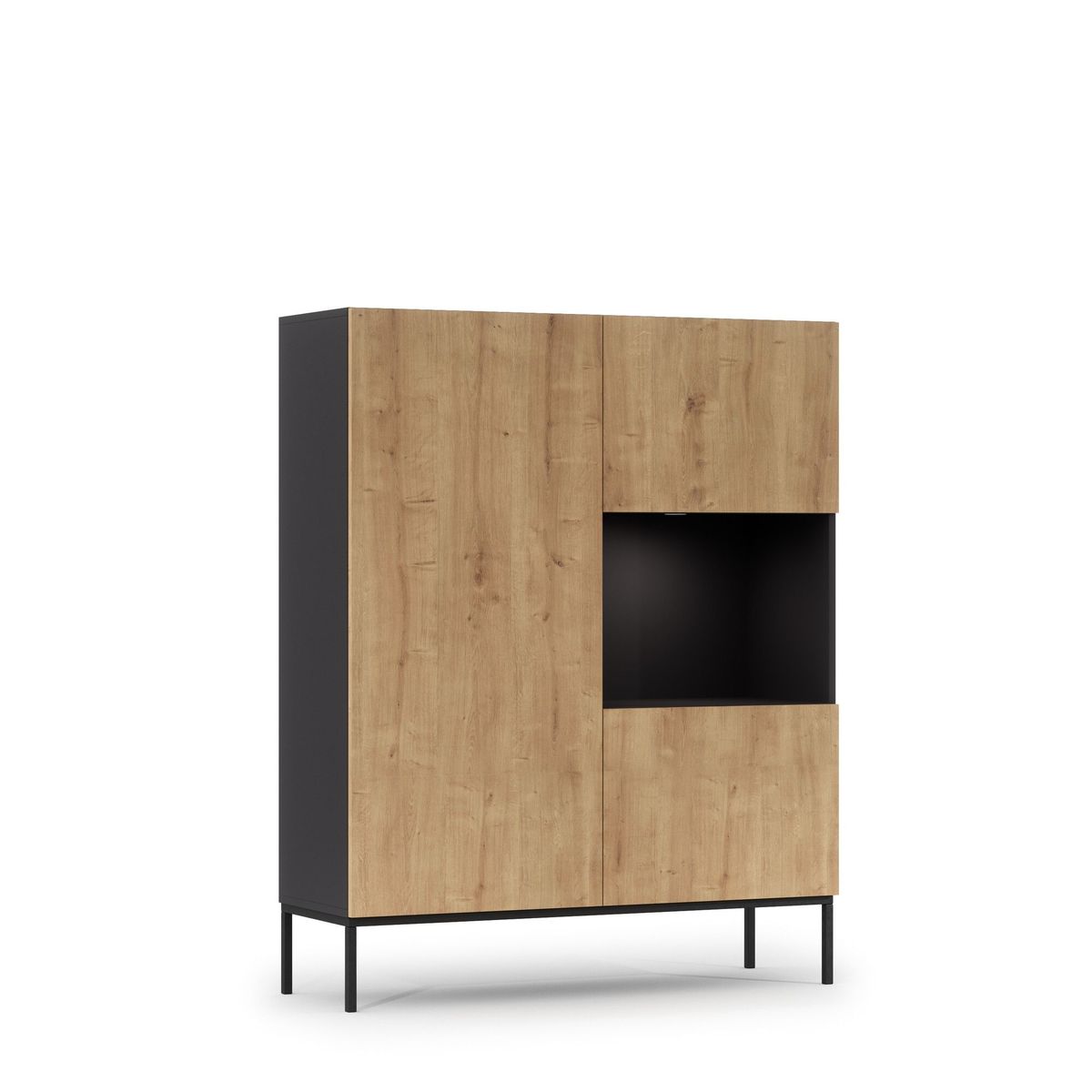 TU MESITA - Aparador Moderno con Luz Esteban color DunaNegro TU MESITA