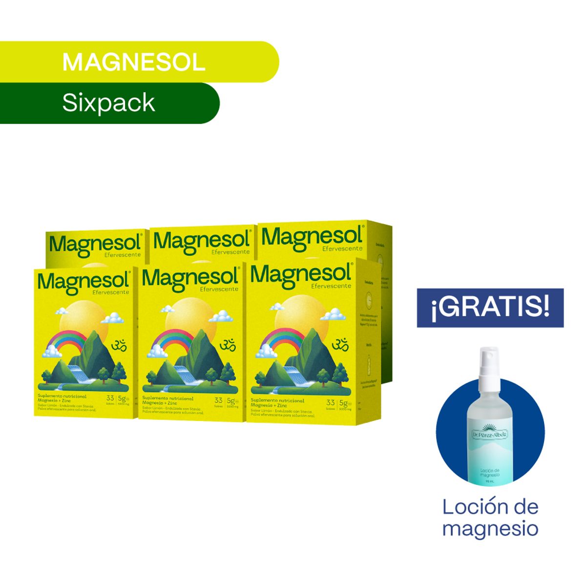 MAGNESOL - Pack 6 Cajas Magnesol Efervescente Limón - Magnesio + Zinc