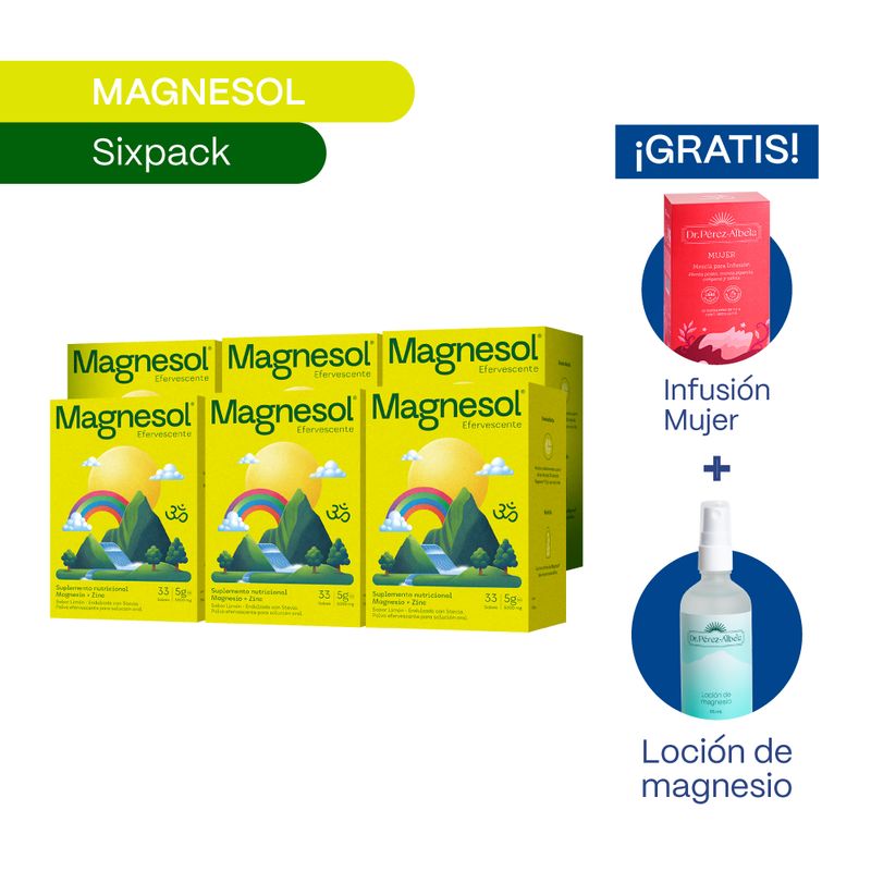 MAGNESOL - Pack 6 Cajas Magnesol Efervescente Limón - Magnesio + Zinc