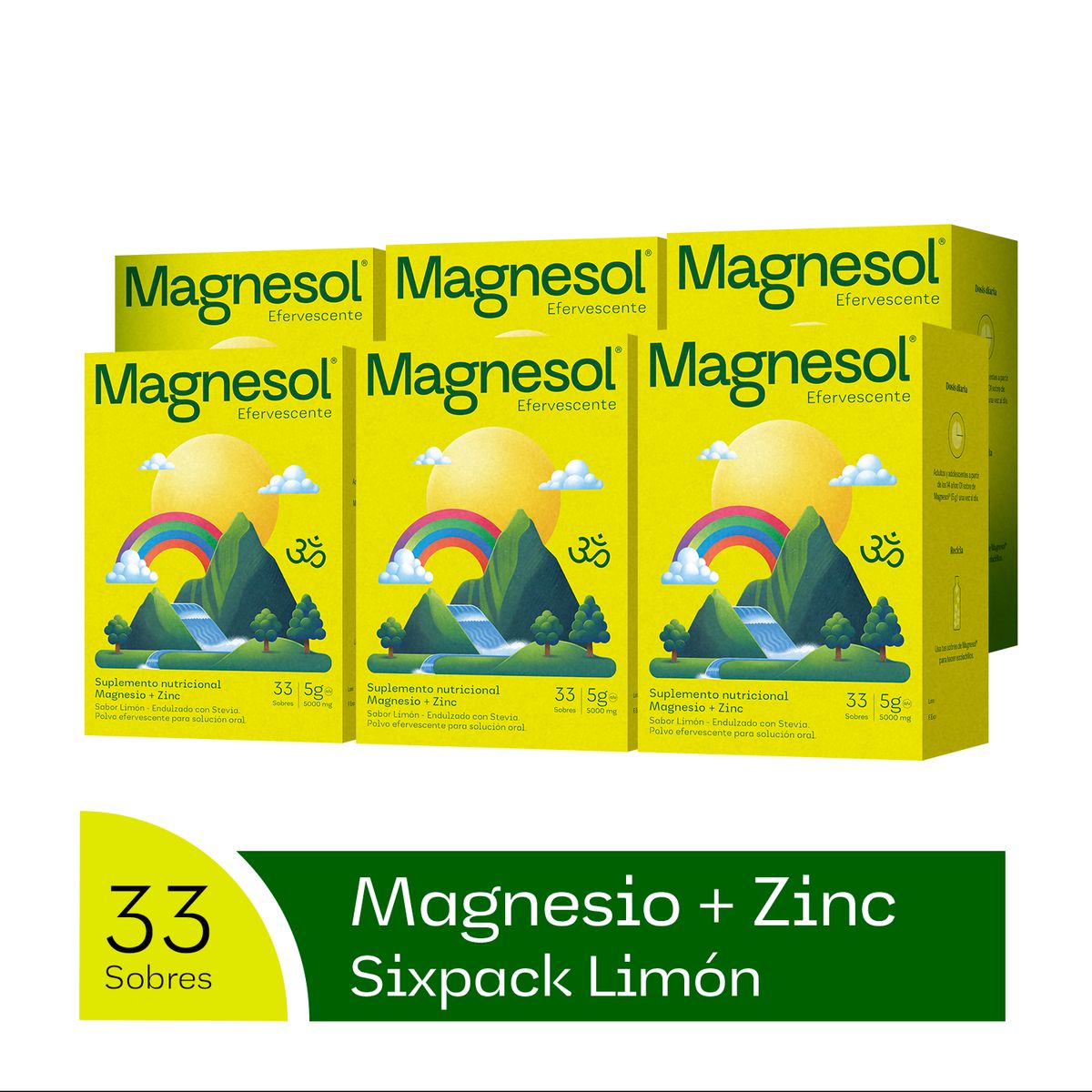 MAGNESOL - Pack 6 Cajas Magnesol Efervescente Limón - Magnesio + Zinc