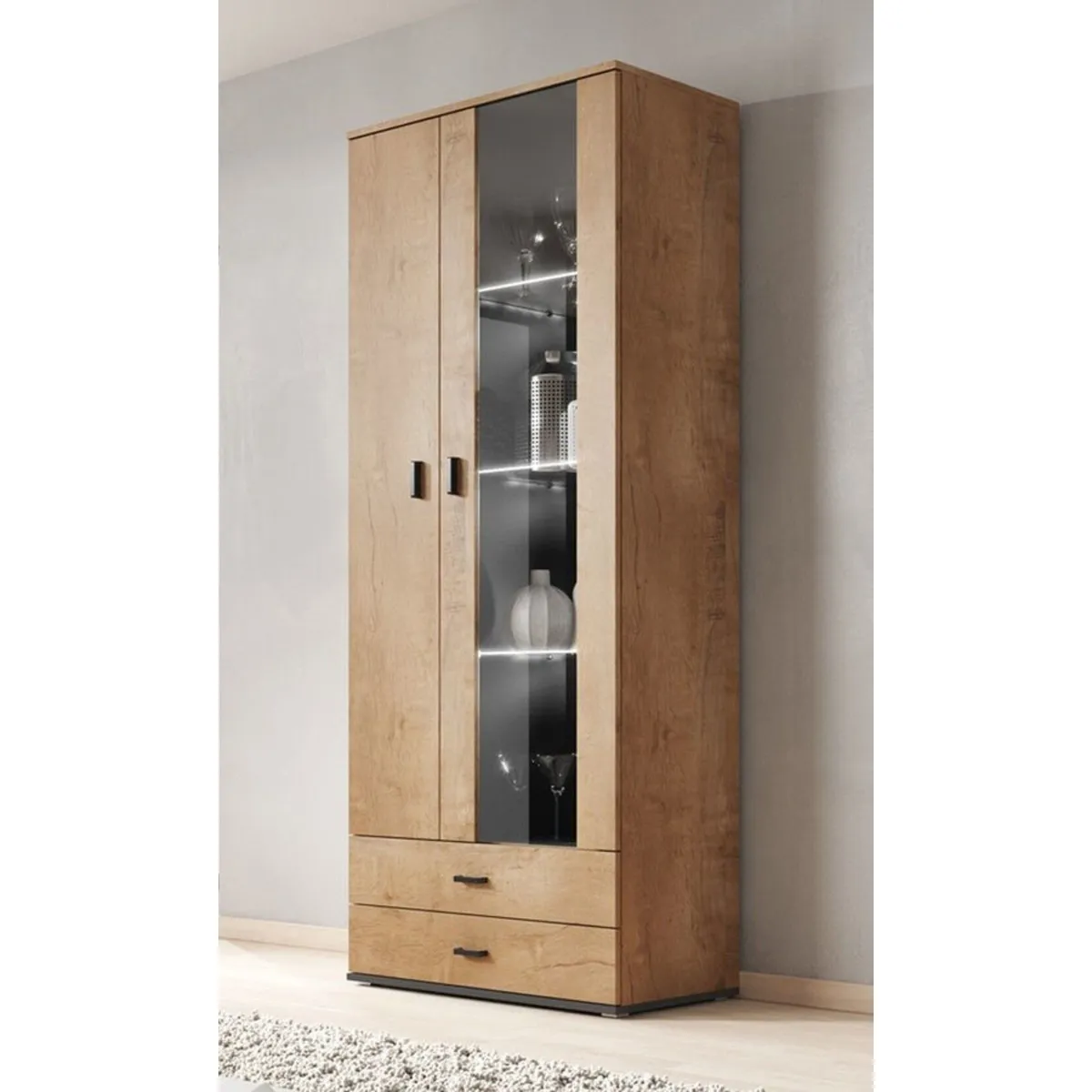 TU MESITA - Vitrina Clásica Sasha 2 puertas 2 cajones TU MESITA color Duna