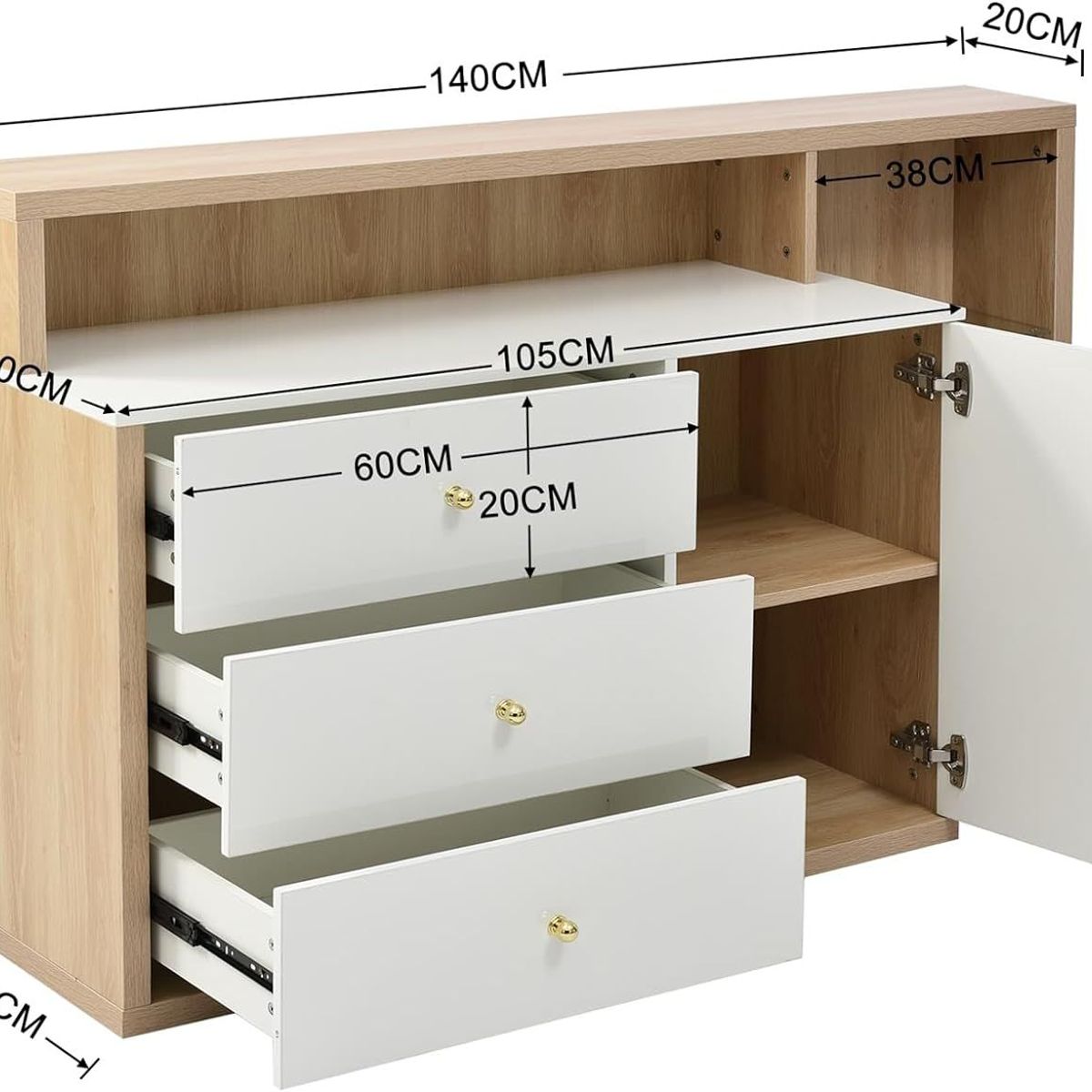 TU MESITA - Aparador Modernos 3 cajones 1 puerta Miley TU MESITA