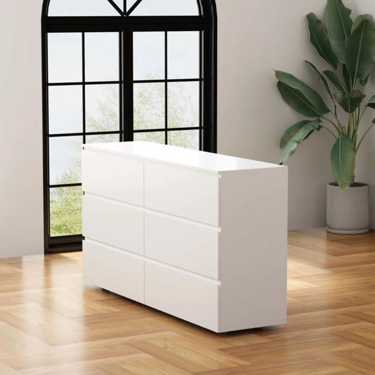 TU MESITA - Aparador Moderno Rosita 6 cajones color Blanco TU MESITA