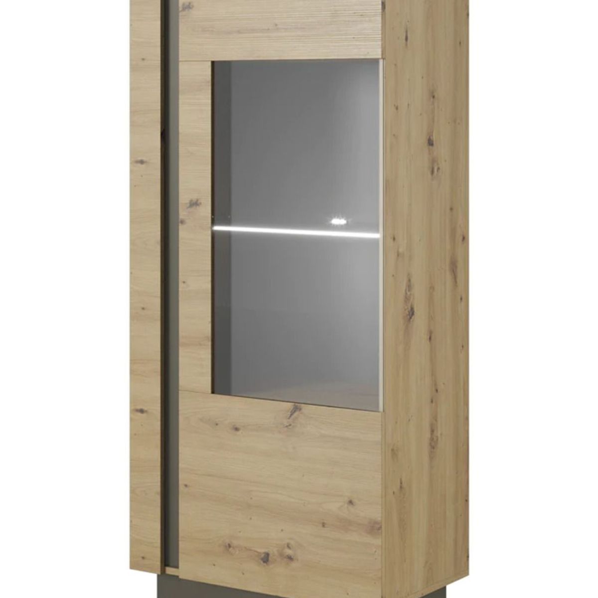 TU MESITA - Vitrina Alta 1 puerta Odisey color MacadamiaGris TU MESITA