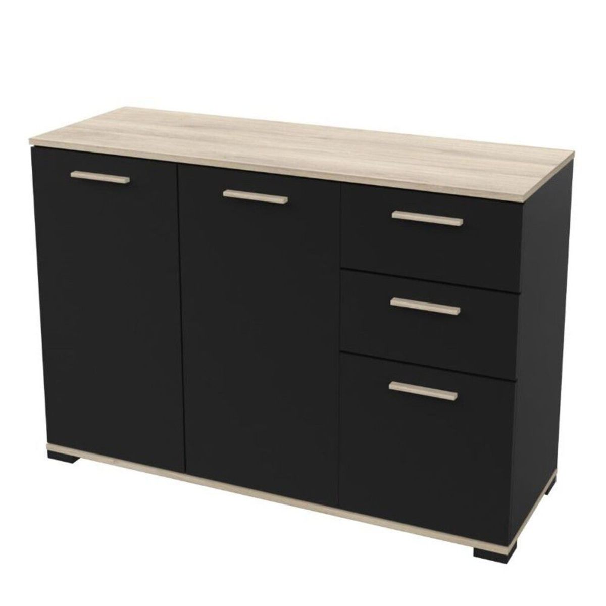 TU MESITA - Aparador Clásico 3 puertas 2 cajones Sakuma color NegroHaya TU MESITA